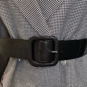 Nine West Black WIDE Belt with Square Buckle Size large NWT